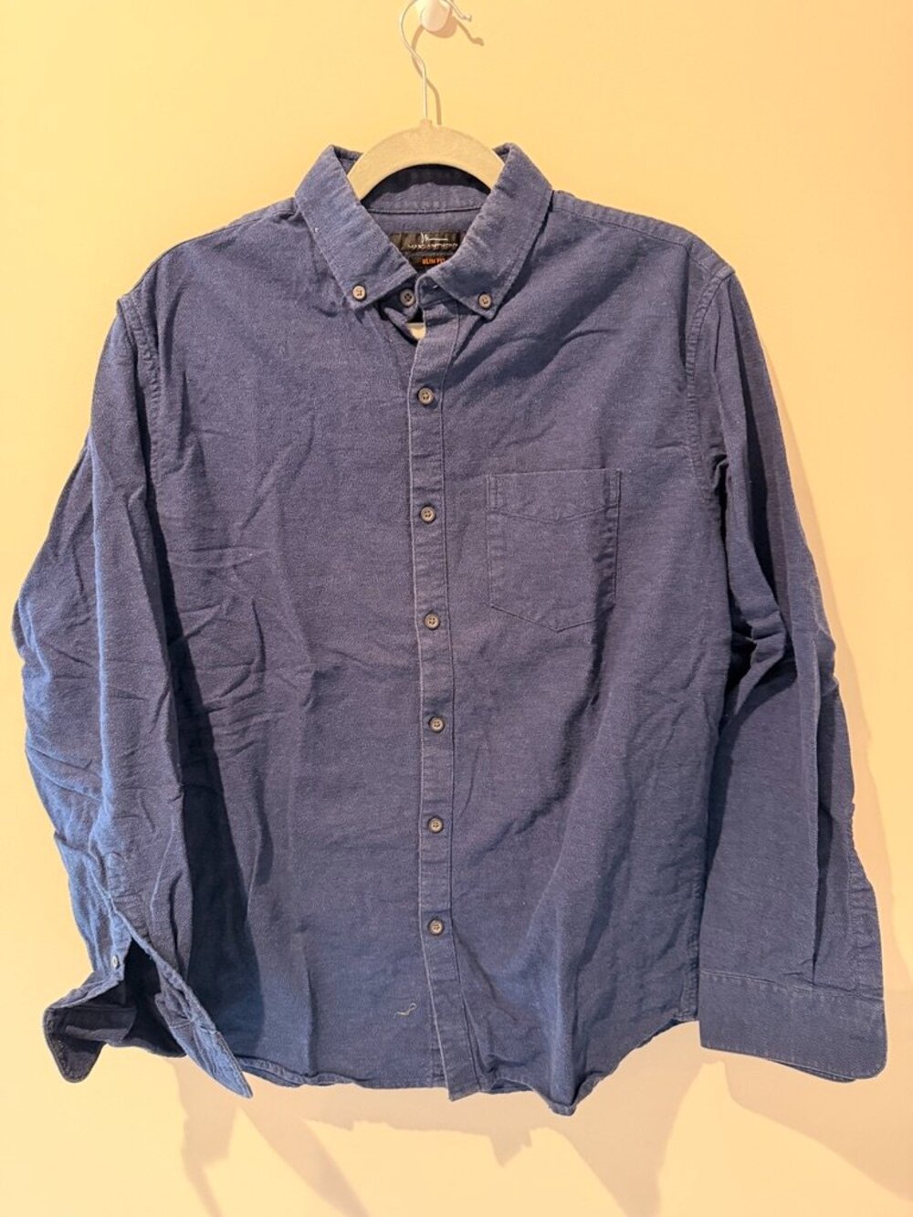 Marc Anthony Slim Fit Dark Blue Button Down Long Sleeve Men's Shirt Size Large